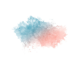 Blush blue pink watercolor stains Paint stroke hand drawn for illustration design, invitation and birthday .Abstract watercolor background.