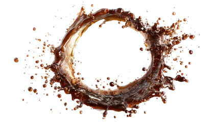 Dark liquid ringed by vibrant splashes