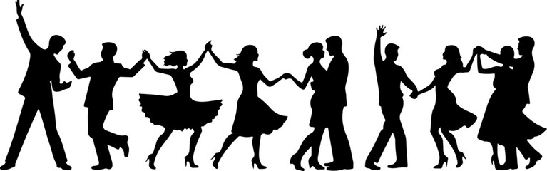 Romantic Dancing Couple Silhouette Bundle &ndash; Love & Dance Clipart Set