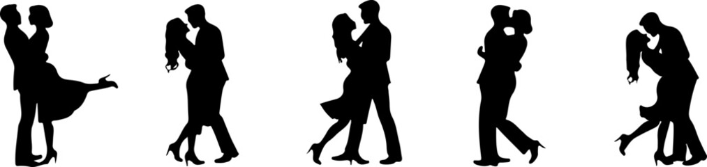 Romantic Dancing Couple Silhouette Bundle – Love & Dance Clipart Set