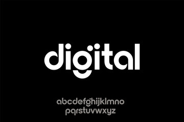 Fototapeta premium White Digital Typography Font on Black Background