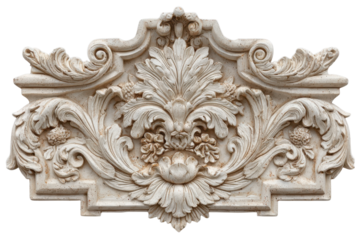 Intricate Plaster Carving Detail Floral Ornamental Design Baroque Style Ornate Decoration Sculpture