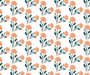 Seamless vintage floral pattern with ornate flowers and leaves for fabric or wallpaper design