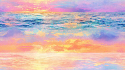 Gentle ocean waves under a pastel sky with soft clouds at sunset or sunrise