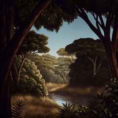 Digital Painting of a Wild Jungle Path