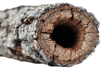 Enchanting hollow log macro photography rustic textured detail weathered bark close up nature s raw