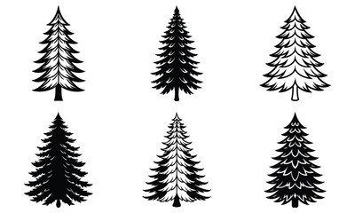 Obraz premium Stylized fir tree silhouette set design