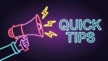 Get essential insights with this dynamic neon sign announcing quick tips and important information