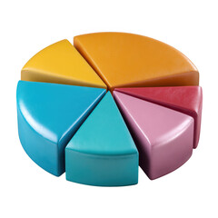 Obraz premium Colorful pie chart isolated on transparent background