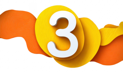Abstract graphic with a large, bold number three