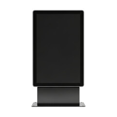 A blank vertical advertising totem on a clean white background, presenting an isolated digital kiosk mockup for modern promotional displays.