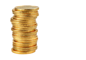Stack of shiny gold coins neatly arranged against a dark background for financial concept image