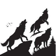 black werewolves Silhouette Vector, High Quality Illustration on White Background