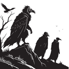 black wendigos Silhouette Vector, High Quality Illustration on White Background