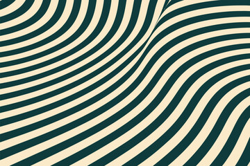 Abstract wavy lines pattern background with dark green and beige color creating a modern design look
