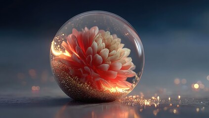 Pink flower in a glass sphere