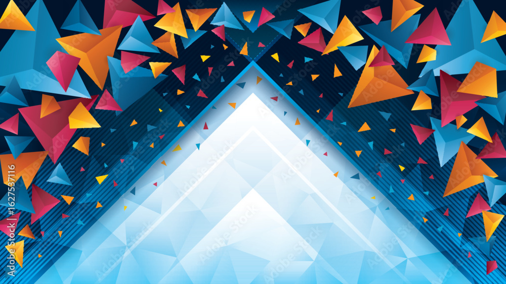 Poster abstract geometric colorful 3d triangle splash background. modern triangles polygon background. crea