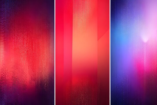 Vibrant Triptych of Abstract Halftone and Gradient Backgrounds