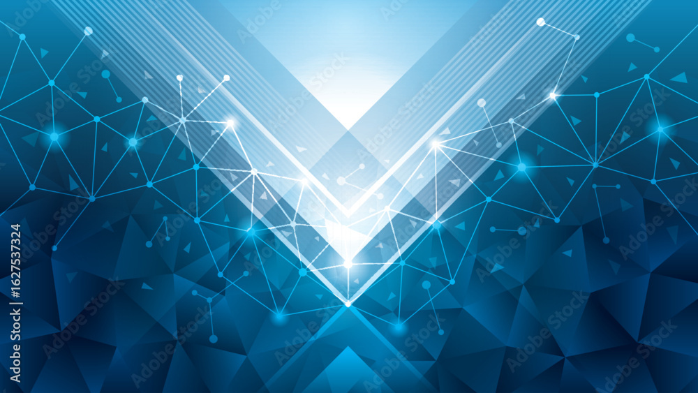 Canvas Prints modern digital technology futuristic line and dot triangle background. abstract geometric blue trian