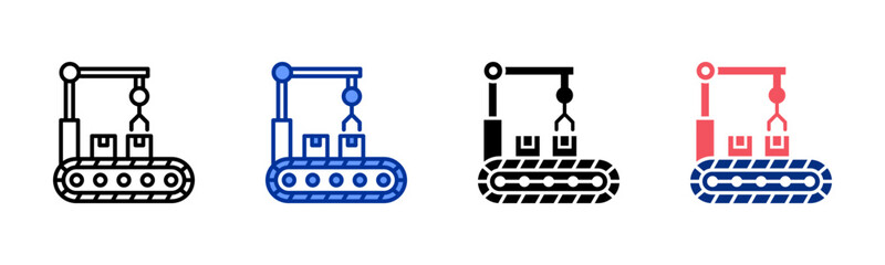 Conveyor Belt icon sheet multiple style collection