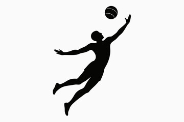 Volleyball Player in Action Pose silhouette vector illustration 