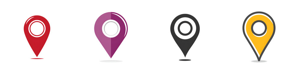 Colorful Map Pointer Icon Set: Location, Navigation, Travel Concepts