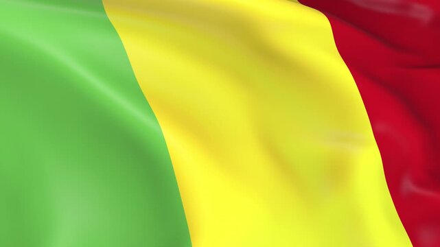 Photo realistic slow motion 4KHD flag of the Mali waving in the wind.  Seamless loop animation with highly detailed fabric texture in 4K resolution.
