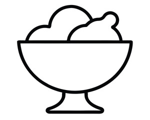 A simple ice cream bowl outline isolated on white background Ai Generated