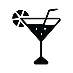 A trendy glyph icon of tropical cocktail glass