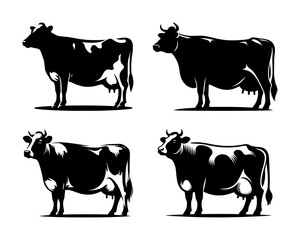 vector set silhouette of dairy cow (artwork 1)