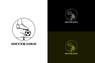 illustration of boot about to strike a ball on penalty spot, vector logo for soccer team emblem, football team badge, football tournament, professional football, and more