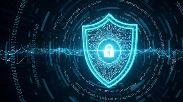 Digital Shield: Protecting Data with Cybersecurity Technology Animation