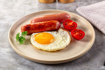 Breakfast with egg and sausages