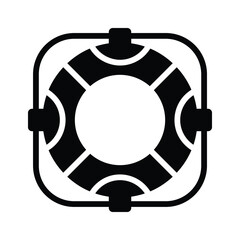 A modern glyph icon of round lifebuoy ring