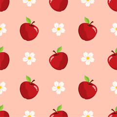 Cartoon red apple seamless pattern