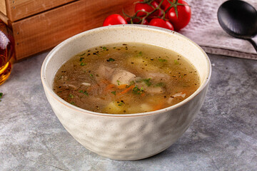 Chicken homemade soup with potato