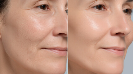 中年女性の肌のエイジングケア/美容整形ビフォーアフター