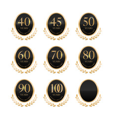 月桂樹とメダルのanniversaryロゴ（40周年 50周年 60周年 70周年 80周年 90周年 100周年）