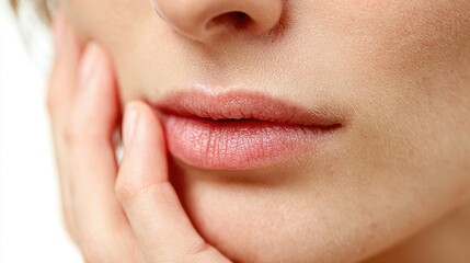 Obraz premium Closeup feminine lips with light makeup