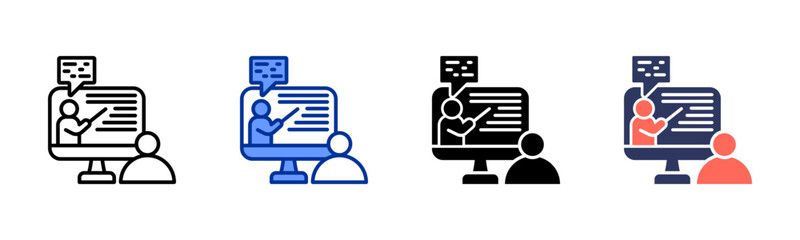 Online Learning icon sheet multiple style collection