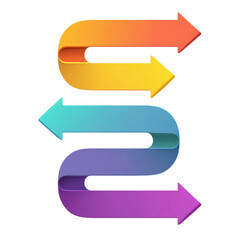 Workflow process arrow steps, isolated on transparent background