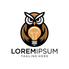 An owl with a light bulb at its center, symbolizing wisdom, intelligence, and insightful ideas