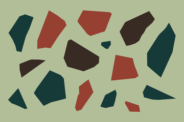 Obraz premium Abstract geometric pattern with terracotta brown and teal shapes on a light green background design style