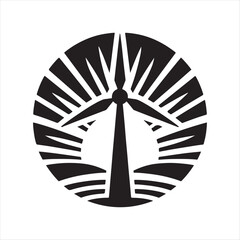 wind turbine vector silhouette clip art logo design illustration