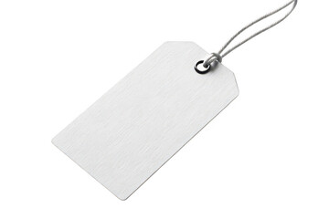 Blank white price tag with string isolated on transparent background