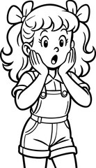 깜짝 놀란 소녀_카툰