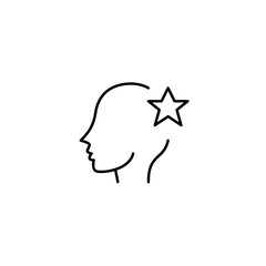 Head and star. Premium employee, award-winning creativity and healthcare. Pixel perfect, editable stroke vector icon