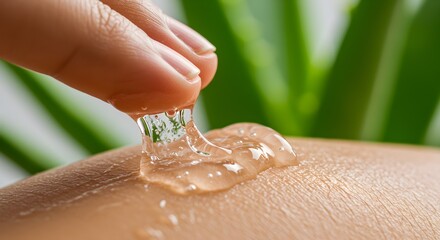 Fototapeta premium Aloe Vera Gel Application: Soothing Skin Treatment for Beauty and Health