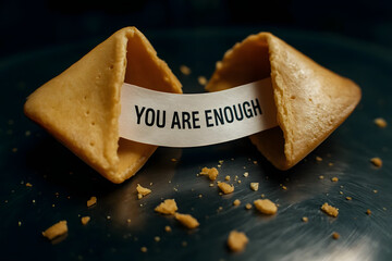 Broken Fortune Cookie with Positive Message