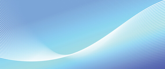 Abstract curved white lines on blue background. Minimal vector wave pattern. Modern backdrop for presentation, banner, or poster design.